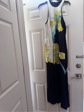 ASOS Design Edition Sleeveless Black Maxi Dress with Yellow Floral Print